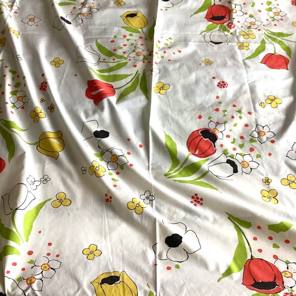 Vintage Wamsutta Flat Sheet White Floral Flowers Retro Bedding Bed Linen - Picture 2 of 5